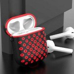 Wholesale Airpod (2 / 1) Honeycomb Mesh Sports Cover Skin for Airpod Charging Case (Black Red)